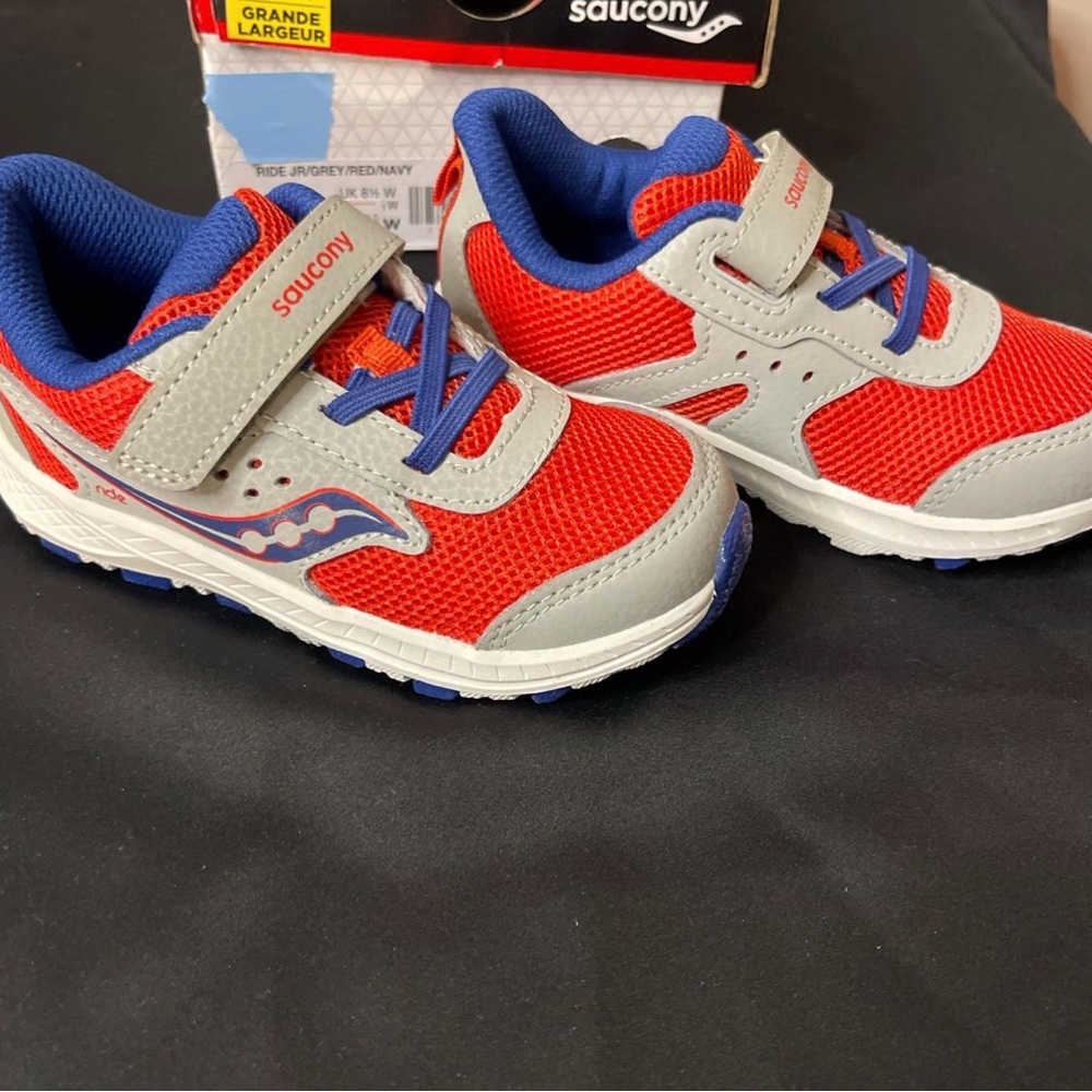 Saucony Kids' Vibrant Red and Gray Sneakers
